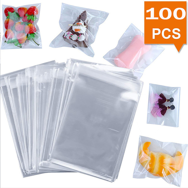 Transparent Plastic Bags, Sealing Small Bags for Jewelry, Candy Packing,  Self-adhesive Gift, Cookie Packaging Bags, 100Pcs - AliExpress